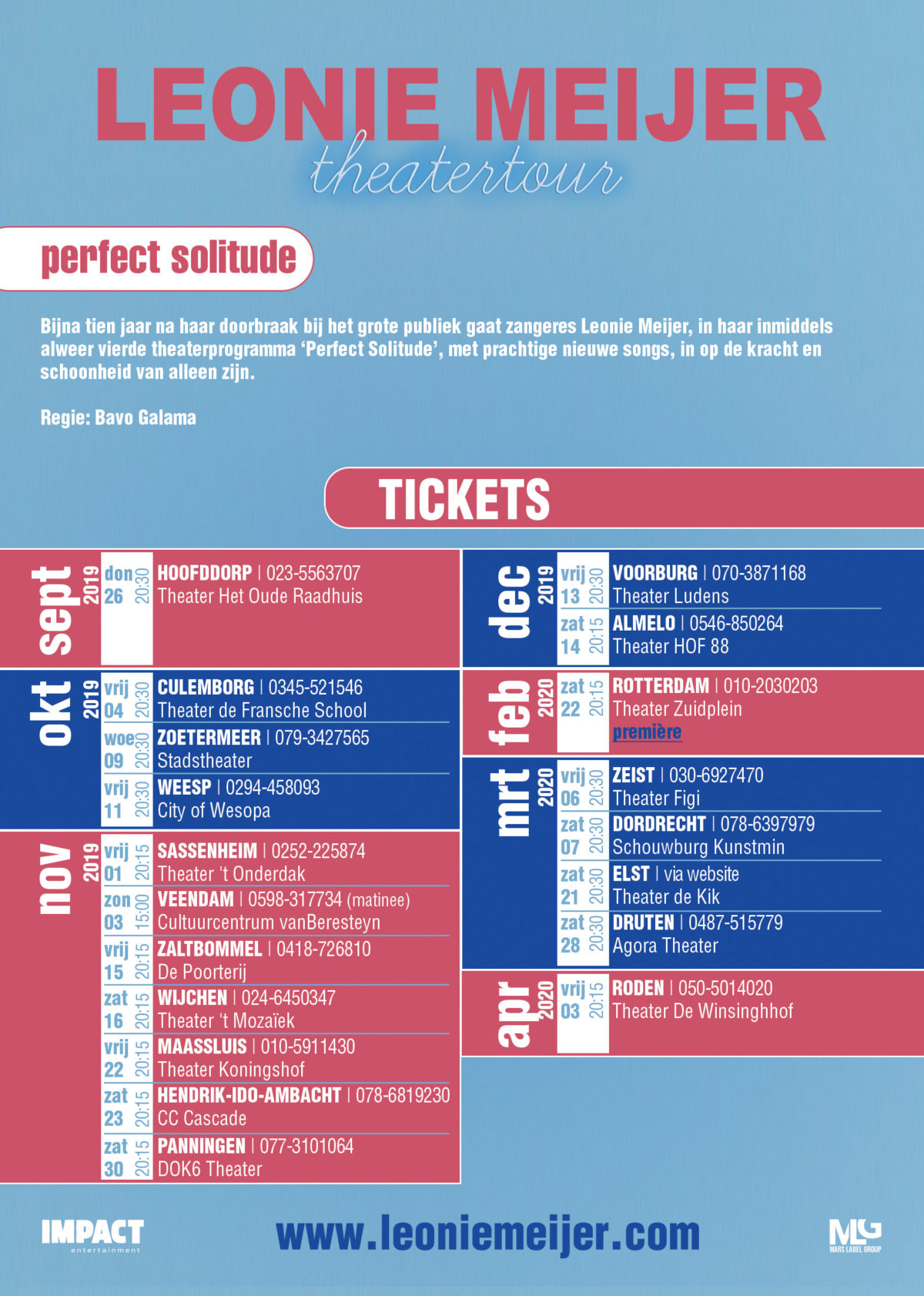 LEONIE MEIJER check dates for Perfect Solitude tou...